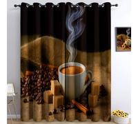 Tende Oscuranti per Interni Fotografia Caffè Chicchi Di Caffè Tende Isolate, Adatte a Camere da Letto, Soggiorni, con Occhielli, 2 Pezzi, 75 x 166 cm, Giallo