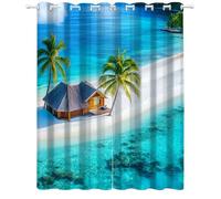 Tende Oscuranti per Interni Isolanti Termiche Casa in legno sull'isola tropicale dell'oceano, Maldive Tende Oscuranti Occhielli Moderne Coprenti per Camera da Letto e Soggiorno L 140X A 220cm x2