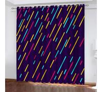 Tende Oscuranti per Interni Moderne 2 Pezzi 210 CM Altezza, Colore Tende Termiche con Anelli Linee Dei Cartoni Animati Tenda Oscurante Camera da Letto Tenda Soggiorno, L132 x A210 CM