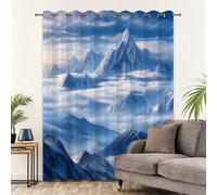 Tende Oscuranti per Interni Paesaggio di Montagna Innevata Nuvole e Nebbia | Stampa 3D Anti Luce e Anti Uv, Isolanti Dal Calore con Occhielli 117L x 183A cm (2 Pannelli) per Camera Da Letto e Studio