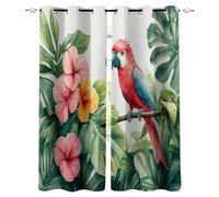 Tende Oscuranti per Interni Piante Tropicali 2 Pezzi Tende Termiche Pappagallo Verde Della Giungla per Soggiorno e Camera da Letto Curtains Oscurante ad Anelli per Salotto Moderne L 140 x A 260 cm