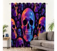 Tende Oscuranti per Interni Teschio Morte Morte Terrificante | Stampa 3D Anti Luce e Anti Uv, Isolanti Dal Calore con Occhielli 117L x 229A cm (2 Pannelli) per Camera Da Letto e Studio