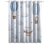 Tende oscuranti quadrate con 140L x 280A cm (2 Pannelli) tende oscuranti per camera da letto dei bambini, per camera da letto dei ragazzi, moderne Mongolfiere Acquerellate Azzurro Chiaro