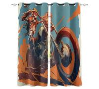 Tende Oscuranti Scheletro per Interni 2 Pezzi L 140 x A 240 cm Cavaliere Scheletro Gotico Tende Termiche per Soggiorno e Camera da Letto Curtains Oscurante ad Anelli per Salotto Moderne