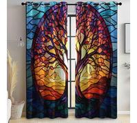 Tende oscuranti, Tenda termiche isolanti in Astratto, tende con anello superiore stampato con Albero Della Vita per soggiorno e camera da letto 91.5L x 214A cm (2 Pannelli)