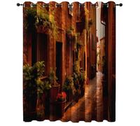 Tende Oscuranti Termiche 117L X 229A Cm (2 Pannelli) - Mediterraneo Muri In Pietra Piante Verde, Anti Luce E Anti Uv, Isolanti Dal Calore, Con Occhielli, Per Soggiorno, Camera Da Letto