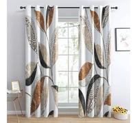 Tende oscuranti termiche con occhielli, motivo a foglie, moderne tende per finestre per la cameretta dei bambini, set di 2, 140 x 180 cm, ideali per decorare la camera da letto e il soggiorno