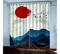 Tende Oscuranti Termiche Isolanti 3D Paesaggio Astratto Con Montagne All'Alba Finestre Soggiorno Moderne 2 Pezzi Stampa Con Occhielli Per Camera Da Letto 140x160Cm Decorazione Della Casa Dei Bambini