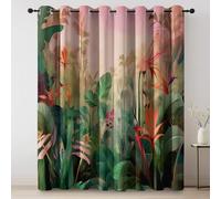 Tende Oscuranti Termiche Isolanti Arte della Strelitzia nella giungla tropicale Tende Stampate Camera da Letto Salotto Moderne ed Eleganti 140L x 280A cm (2 Pannelli) Occhielli Verde Arancione