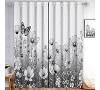 Tende Oscuranti Termiche Isolanti Camera Da Letto Con Occhielli, Fiori Selvatici, Farfalle 3D Tende Oscuranti Termiche Isolanti Per Soggiorno Un Giardino Elegante 140L X 260A Cm 2 Pezzi