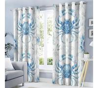 Tende Oscuranti Termiche Isolanti Camera Da Letto Con Occhielli, Motivo A Stampa Fiori Di Granchio Cenere 3D, Tende Interni Per Soggiorno Acquerello 140L x 240A cm 2 Pezzi