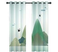 Tende Oscuranti Termiche Isolanti Per Interni Finestre, Tende Camera Da Letto Bambini Soggiorno Moderne 2 Pezzi 140X160Cm 3D Uccelli Di Montagna Grigio Chiaro Che Volano Motivo Decorazione Da Fines