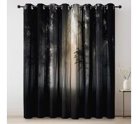 Tende Oscuranti Termiche Isolanti Raggio di nebbia nella foresta misteriosa Tende Stampate Camera da Letto Salotto Moderne ed Eleganti 140L x 260A cm (2 Pannelli) Decorative con Occhielli Oro nero