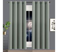 Tende oscuranti termiche L 180 x H 205 cm, tende isolanti per la decorazione della camera da letto, a risparmio energetico, grigio verde