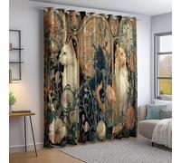 Tende Oscuranti Termiche Opache, L140 × A245 cm Set 2 Pannelli con Occhielli, stampate Art Nouveau Fiori Eleganza Gatto, Colorato Termica Isolante Opaco Curtain per Soggiorno Camera da letto Cameretta
