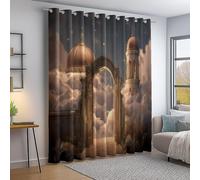 Tende Oscuranti Termiche Opache, L91 × A160 cm Set 2 Pannelli con Occhielli, stampate Sognante Cancello Architettura Nuvola, Colorato Termica Isolante Opaco Curtain per Soggiorno Camera