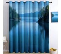 Tende Oscuranti Termiche Stampate Natura Cielo Azzurro Nuvole Uccelli Aquila Camera da Letto per Interni con Occhielli - 70L x 145A cm (2 Pannelli) Blu Navy, per armadio, camera da letto, soggiorno