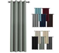 Tende oscuranti termoisolanti, colore grigio verde, 180 x 270 cm, perfette per la decorazione della cucina e della camera da letto, a risparmio energetico e blocco della luce.