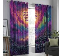 Tende Oscuranti Teschio Del Cimitero Hillside Stile Gotico Oscuro 2 Pezzi Con Occhielli Per La Camera Da Letto, Il Soggiorno E La Sala Da Pranzo, Viola Scuro, 70L X 160A Cm