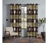 Tende Oscuranti Teschio Di Toro Forma Geometrica Romboidale Con Occhielli, Tende Termiche Isolanti Stile Etnico Western Americano per Interni Camera Da Letto Soggiorno, 2 Pannelli 140 X 240 cm