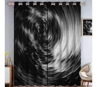 Tende Oscuranti Vortice D'Inchiostro Oscuro E Misterioso 2 Pezzi Con Occhielli Per La Camera Da Letto, Il Soggiorno E La Sala Da Pranzo, Nero, 240L X 300A Cm