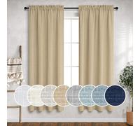 Tende per camera da letto dei ragazzi, set di 2 pannelli, con tasca per asta, in iuta semi velata, per sala da pranzo, asilo, ufficio, fattoria, decorazione, 132 cm x 160 cm di lunghezza, beige