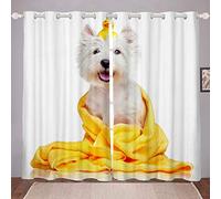Tende per cani e anatra per camera da letto, soggiorno, simpatici animali per bambini, ragazzi, ragazze, divertenti anatra sulla testa del cane, finestre tende decorazione della stanza, W66 x L72