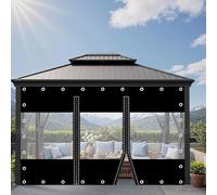 Tende Per Esterno, Tenda In Telone Impermeabile Invernale Calda, Pannelli Laterali In Telone Giunzione Trasparente Per Gazebo, Con Occhielli E Cerniere, Spessore 0.3mm,2Zipper-5.6x3m