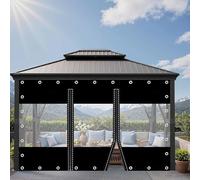 Tende Per Esterno, Tenda In Telone Impermeabile Invernale Calda, Pannelli Laterali In Telone Giunzione Trasparente Per Gazebo, Con Occhielli E Cerniere, Spessore 0.3mm,2Zipper-3.6x3m
