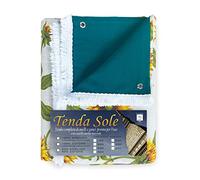 Tende per Esterno - Tende da Sole per Esterno CON ANELLI | Tenda da Giardino, Veranda, Gazebo, Portico | Ganci per Applicazione | Resistente e Lavabile, Cotone 100% Durevole, Stampa Girasole - 150x250