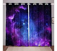 Tende per finestra, a tema galassia/spazio/cosmo/via lattea/cielo stellato, per bambini, ragazzi e ragazze, ultra morbide, colore: blu/viola, 132 x 160 cm (larghezza x lunghezza)