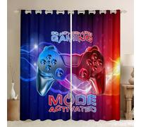 Tende per finestra a tema gaming, motivo: nebulosa/galassia/gamepad, e: rosso/blu sfumato, camera da letto salotto, bambini ragazzi, decorazione la stanza con controller, 116,8 x 137,2 cm