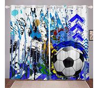 Tende per finestre a tema calcistico, per camera da letto, soggiorno, ragazzi e ragazze, a tema sportivo, motivo: calciatori, tie-dye blu, tendaggi per finestre, 167,6 x 228,6 cm (larghezza x