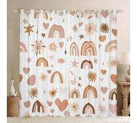Tende per finestre arcobaleno ad acquerello, bloccano il 30% -50% di luce, stile boho dolce arcobaleno, tende decorative per la casa per soggiorno, tende per finestre geometriche a punti rotondi, 117