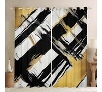 Tende per finestre astratte moderne con arte geometrica estetica semplice tende per finestre, trattamenti per finestre nere e oro, decorazione per la camera da letto di bambini, ragazzi e ragazze, set