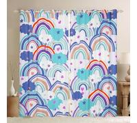 Tende per finestre colorate arcobaleno per bambini, 2 pannelli, 46 x 54 L, motivo: nuvole in stile fumetto, stelle, graffiti, decorazione per finestre, per ragazzi e ragazze, con cuori romantici