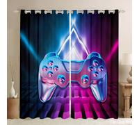 Tende per finestre, motivo gamepad 3D, per camera da letto, soggiorno, bambini, ragazzi e ragazzi, con motivo geometrico, sfumature, decorazione per la stanza, 117,8 x 137,2 cm (larghezza x lunghezza)