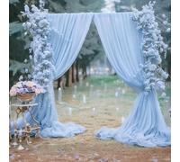 Tende per fondali, 3 m x 3 m, colore celeste, senza pieghe, tessuto in chiffon trasparente, per fotografie, per matrimoni, archi di nascita, feste di nascita, rivelazioni di genere, decorazioni