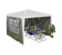 Relaxdays Tende per Gazebo Laterali, Set 3, Telo Impermeabile, Pareti, Chiusura a Strappo, 3x3 m, Finestra, Grigio Scuro, 200 x 300 x 0.1 cm
