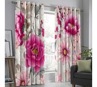 Tende Per Interni 2 Pezzi, 140L X 260A Cm, Tende Oscuranti Termiche Isolanti, Anti-Rumore, Con Anelli, Tenda Stampa Floreale Rosa Stile Country Per Camera Da Letto E Soggiorno, Rosa