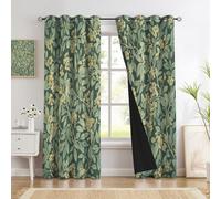 Tende Per Interni 2 Pezzi, 240L X 300A Cm, Tende Oscuranti Termiche Isolanti, Anti-Rumore, Con Anelli, Tenda Viti Fiori Rurali Fresco E Naturale Per Camera Da Letto E Soggiorno, Verde Salvia