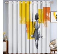 Tende Per Interni 2 Pezzi, 240L X 300A Cm, Tende Oscuranti Termiche Isolanti, Anti-Rumore, Con Anelli, Tenda Ragazza Seduta Sull'Altalena Blocchi Colore Astratti Per Camera Da Letto E Soggiorno