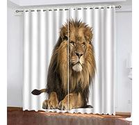 Tende Per Interni 3D Stampa Animale D'Oro Leone Camera Da Letto Tenda Per Bambini 2 Pezzi Con Occhielli 280x160Cm Soggiorno Finestra Moderne, Tenda Termiche Isolanti Per Il Freddo