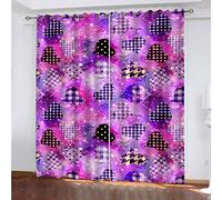 Tende Per Interni 3D Stampa Cuore Viola Creativo Camera Da Letto Tenda Per Bambini 2 Pezzi Con Occhielli 280x160Cm Soggiorno Finestra Moderne, Tenda Termiche Isolanti Per Il Freddo