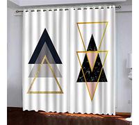 Tende Per Interni 3D Stampa Triangolo D'Oro Camera Da Letto Tenda Per Bambini 2 Pezzi Con Occhielli 280x160Cm Soggiorno Finestra Moderne, Tenda Termiche Isolanti Per Il Freddo