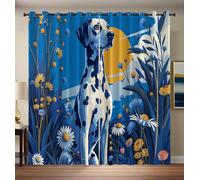 Tende Per Interni Oscuranti Termiche Con Occhielli - Set Di 2 Tende Animali Da Aiuola Con Cane Maculato Astratto, Isolanti Dal Calore, Blu Navy, 240L X 300A Cm, Per Camera Da Letto E Soggiorno