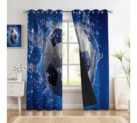 Tende per Interni Oscuranti Termiche con Occhielli - Set di 2 Tende Spruzzi D'Acqua Nel Calcio con Stampa Fotografia Sportiva, Isolanti dal Calore, 140L x 175A cm, per Camera da Letto Soggiorno