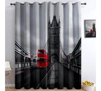 Tende per Interni Termica Isolante, Blocca i raggi UV, Anti-Rumore, con Anelli, Tenda Oscuranti 140L x 160A cm Grigio, per il Moderne soggiorno e la camera da letto, Città Fotografia Auto Ponte