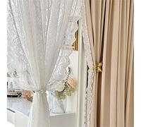 Tende per Interni Voile Semi Trasparenti Diamante in pizzo bianco 2 Pezzi tende in pizzo con motivo,Tende Voile Trasparenti Tende Moderne con Occhielli, per Soggiorno Camera da Letto 2x140x180CM