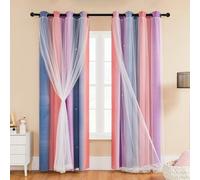 Tende per la scuola materna 132×183 cm per la camera dei bambini adulti Tende Ombre con decorazione della porta in vetro trasparente Stelle Ritagliate Tende ad Anello Grey PinkPurple/132/183/2 IT